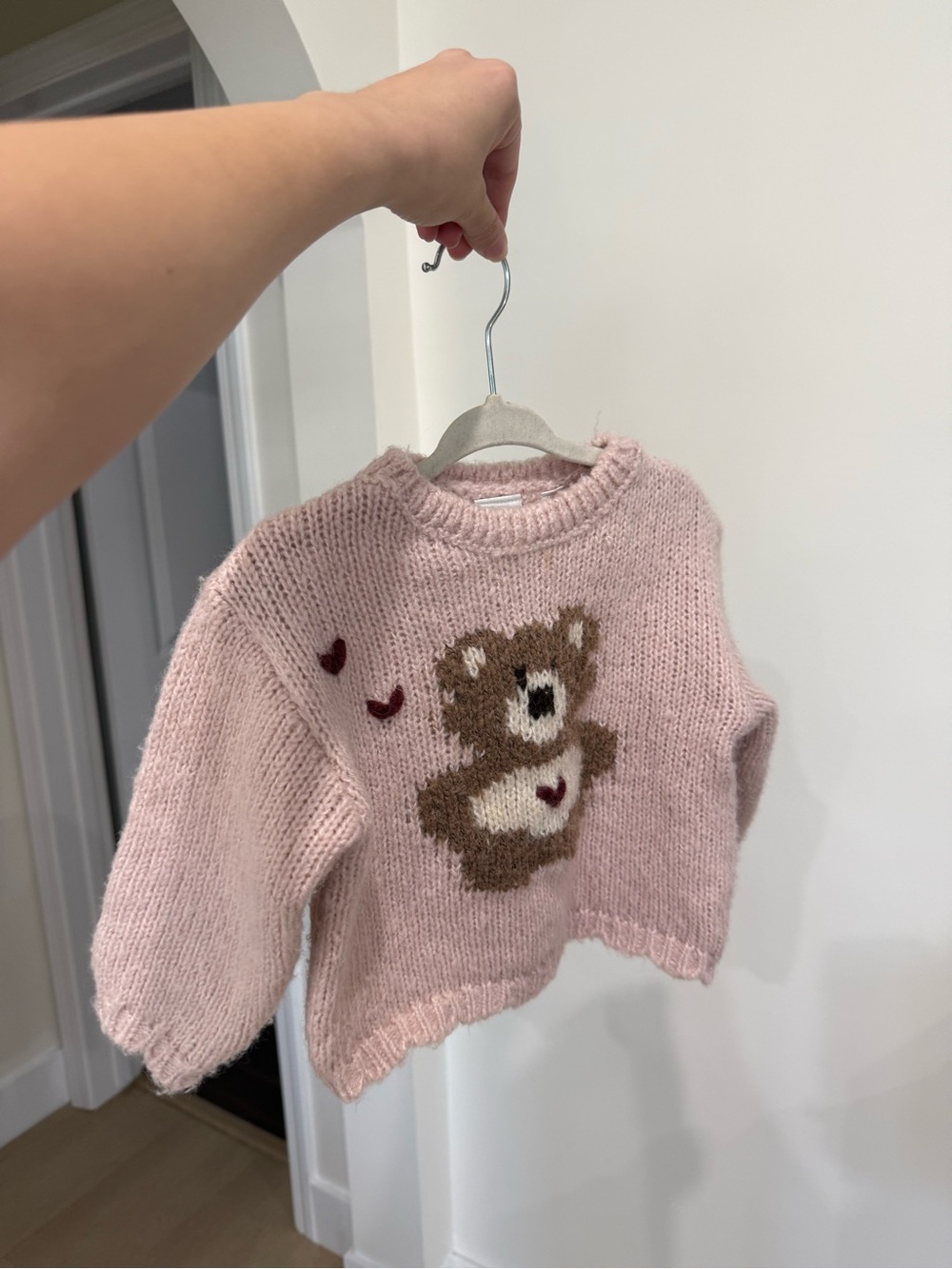 Zara Pink Teddy Bear Knit Sweater 1.5Y - Picture 2 of 2